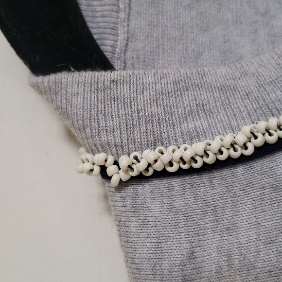 J. CREW Gray Jackie Cardigan Sweater with Beaded Collar - Picture 8 of 12